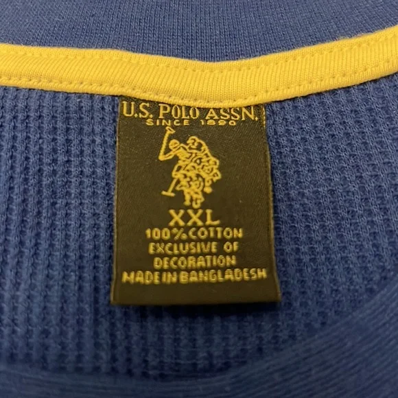 U.S. Polo Assn. Long Sleeve Waffle Knit Shirt, Mens XXL, Royal Blue - Picture 2 of 2